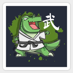 Cute Martial Art Dinosaur Tyrannosaurus Rex Displaying some incredible kung fu and Punches Sticker